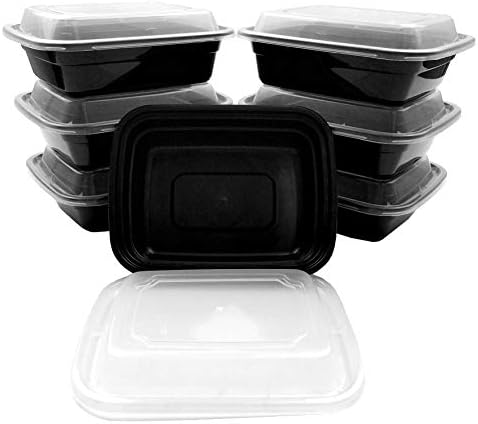 12 oz. Rectangular Microwaveable Black Plastic Disposable Food Storage Containers with Lids - BPA Free (Pack of 50 Sets) - Image 5