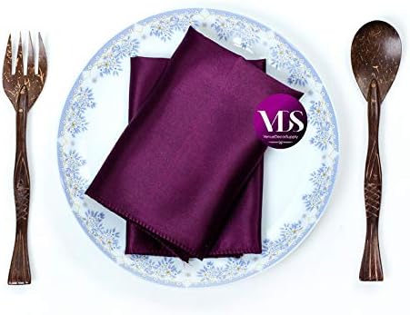 VDS - 200 Pieces | Satin Napkins 20 x 20 Inch Square | Kitchen & Dinner Table Napkins Cloths Handkerchief for Restaurant Bistro Wedding Christmas Birthday Party Dinner Decoration (Eggplant) - Image 4