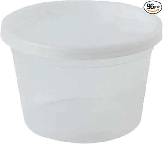 16 Oz Deli Containers with Lids | Heavy Duty BPA Free Food Storage Cups for Soup Meal Prep Slime Leftovers | Microwave Freezer Safe Reusable Round Containers | 96 Count by Unknown