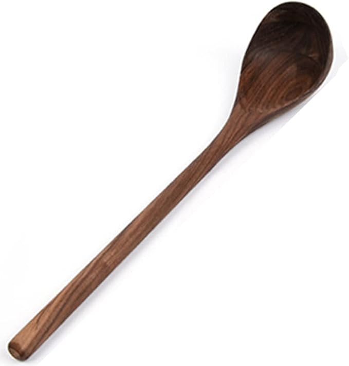 Black Walnut Wooden Serving Spoon - 13.6" Long Handle Ladle for Soup, Handmade for Kitchen Cookware, Nonstick & Sustainable - Image 2