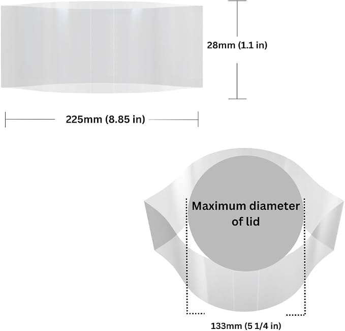 225 x 28 mm Clear Perforated Shrink Band for Extra-Large Containers, Industrial Tubs & Bulk Plastic Canisters [Cap Diameter: 5 1/4"] Pack of 1,000 - Image 2