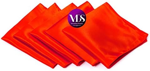VDS - 125 Pieces | Satin Napkins 12 x 12 Inch Square | Kitchen & Dinner Table Napkins Cloths Handkerchief for Restaurant Bistro Wedding Christmas Birthday Party Dinner Decoration (Orange) - Image 2