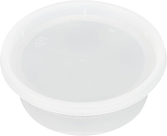 Restaurantware-Asporto 8 Ounce To Go Boxes, 25 Microwavable Round Soup Containers - Clear Plastic Lids Included, Do Not Contain BPA, Clear Plastic Catering Food Containers, Disposable by Restaurantware