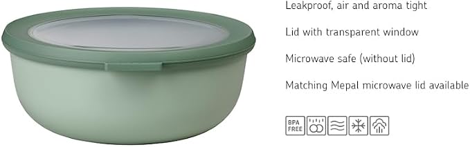 Mepal – Multi Bowl Cirqula 3-Piece Set – Food Storage Container with Lid - Suitable as Airtight Storage Box for Fridge & Freezer, Microwave Container & Servable Dish - 500, 1000, 2000ml - Vivid mauve - Image 3