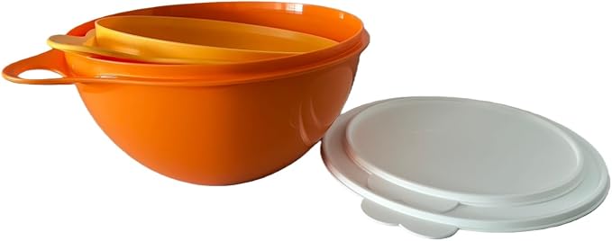 NewTupperware Thatsa Mixing Bowl Medium 19-cup and Junior 12-cup Set of 2 (Orange) - Image 3