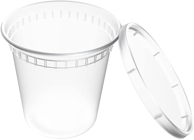 [24 OZ, 25 Sets Plastic Deli Food Storage Containers with Airtight Lids | Microwave-, Freezer-, Dishwasher-Safe | BPA Free | Heavy-Duty | Meal Prep | Leakproof | Recyclable (Pack of 2) - Image 7