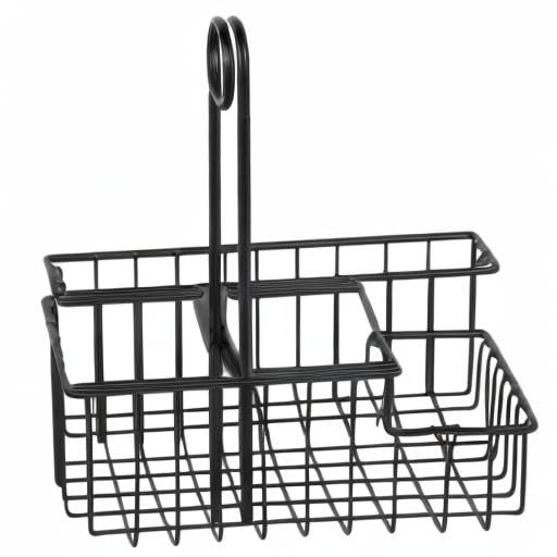 GET 8" Black Stainless Steel 4-Compartment Condiment Caddy (Set of 12) | 4 compartments, Easy transport, Restaurant service, Great for Condiments, Flatware and Table Service - Image 5