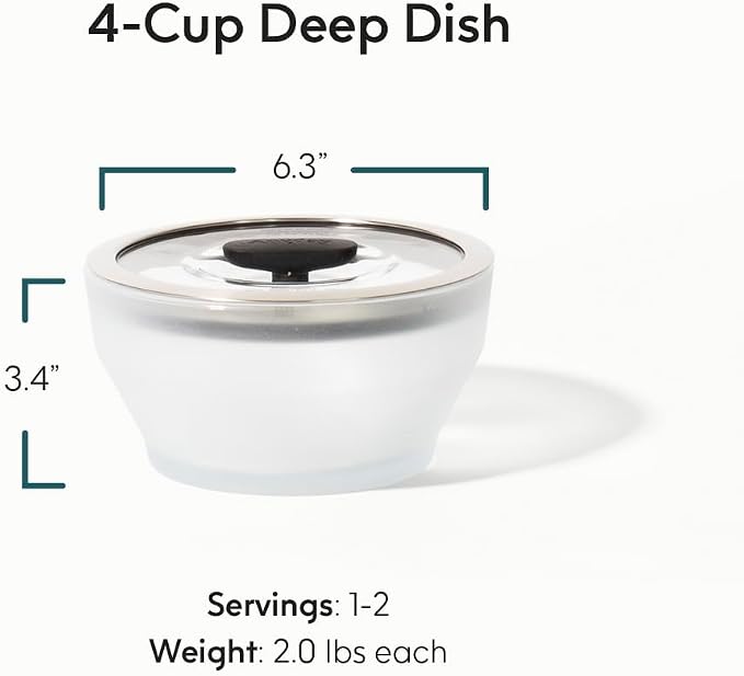 Anyday 4-Cup Microwave Cookware, Glass Container, Lid (Black Sesame) | Deep Food Storage, Stackable Airtight Steamer with Vented Lid for Microwave-Safe Reheating, Steaming Vegetables and Rice - Image 2