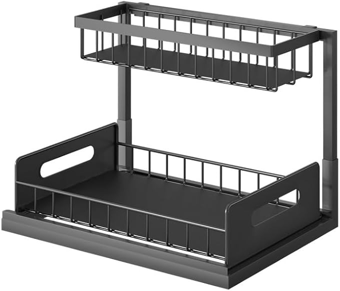 Highline Supply Under Sink Organizer, Kitchen Pantry Bathroom Organization | 2-Pack Organizer, Sliding Pull-Out Cabinet Organizing Rack, Metal Made for Durability, Black - Image 8