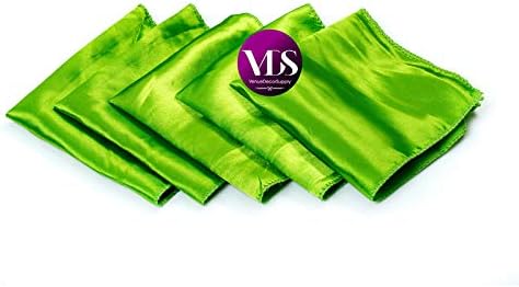 VDS - 75 Pieces | Satin Napkins 12 x 12 Inch Square | Kitchen & Dinner Table Napkins Cloths Handkerchief for Restaurant Bistro Wedding Christmas Birthday Party Dinner Decoration (Parrot Green) - Image 2