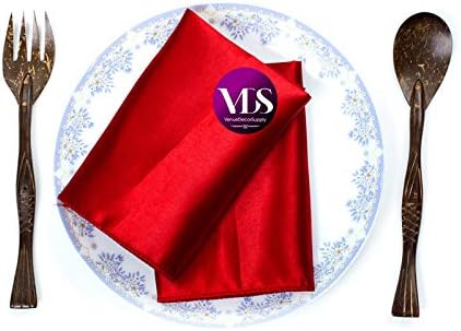 VDS - 100 Pieces | Satin Napkins 20 x 20 Inch Square | Kitchen & Dinner Table Napkins Cloths Handkerchief for Restaurant Bistro Wedding Christmas Birthday Party Dinner Decoration (Apple Red) - Image 4