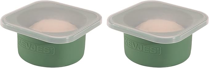 500ml Individual Dough Storage Vessels with Airtight Lid – Ideal for Neapolitan Pizza Round Dough Ball Cold Fermentation, Food Grade Silicone, Freezer & Dishwasher Safe – 2 Pack (Green) by kevjes