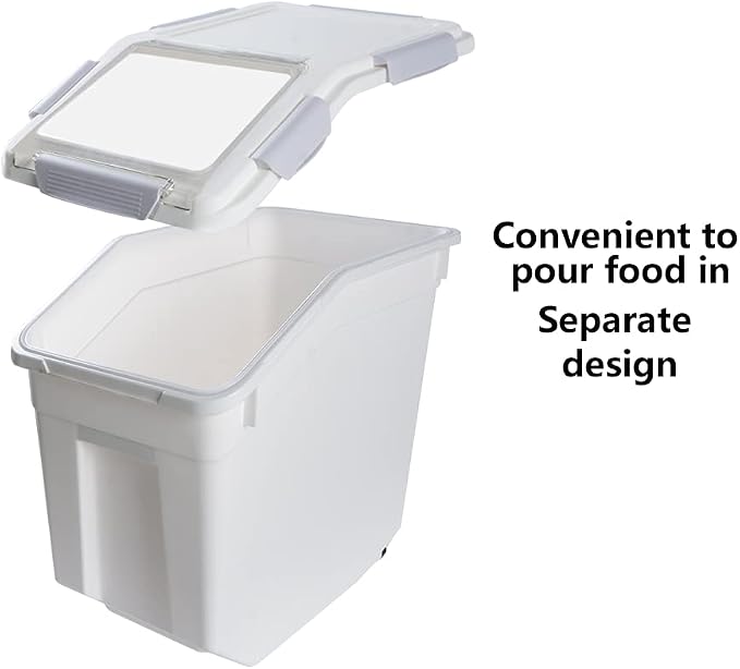 Saim Rice Container 25 lbs, Large Airtight Flour Storage Container with Wheels Measuring Cup, 2 Pack a Set BPA free Food Bin Grain Organizer Box for Dry Baking Supplies Kitchen Pantry Cereal (Gray) - Image 3