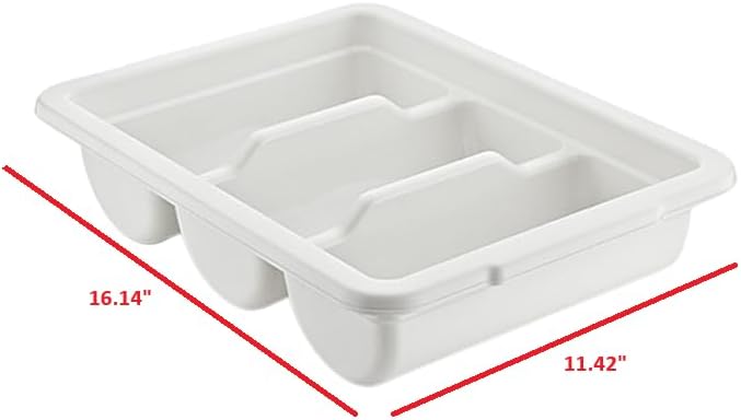 2 Pack - Cutlery Bin with Lid, Commercial 3-Compartment Flatware Tray with Cover, Silverware Storage Plastic Container, Restaurant Condiments Holder, Covered Utensil Organizer Box, White - Image 4