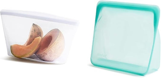 Stasher Reusable Silicone Storage Bag, Food Storage Container, Microwave and Dishwasher Safe, Leak-free, 8 Cup & Reusable Silicone Storage Bag, Food Storage Container, Microwave by Stasher