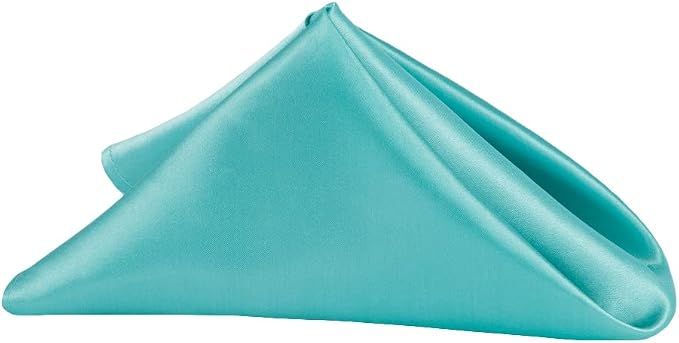 CVL 50 Pk, Satin Napkin 20"x20" Square Edge: Hemmed Material: 100% Polyester - Light Turquoise by Unknown