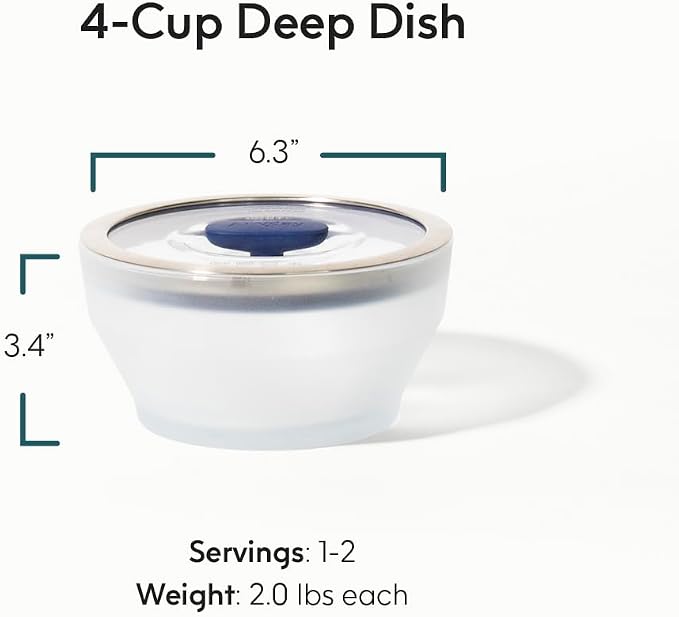 Anyday 4-Cup Microwave Cookware Glass Container with Lid (Blueberry) | Plastic-Free Deep Food Storage, Stackable Airtight Steamer, Vented Lid, Microwave-Safe Reheating, Steaming Vegetables & Rice - Image 2