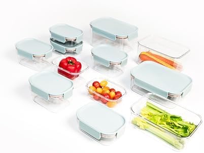 LocknLock Tritan Plastic Bisfree Modular Plus Food Storage Container Set, BPA-Free, Stackable, Microwave, Freezer-Safe, 24-Piece Set with 12 Boxes and 12 Lids, Mint - Image 2