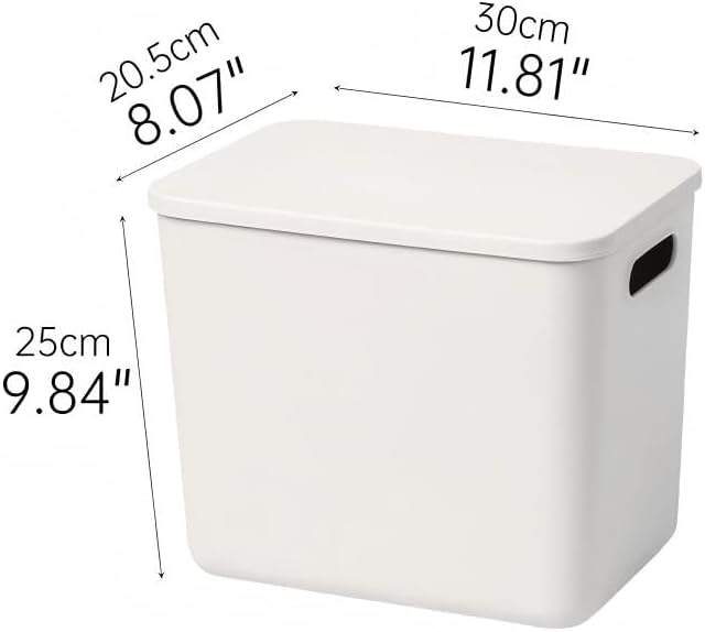4 Piece Plastic Storage Baskets Boxes with Lids,11.8 x 8 x10 Inch Stackable Organizing Bins with Handles,White Versatile Containers for Pantry,Bathroom,Closet Shelves Desktop (White, 4XL) - Image 7
