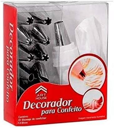 12Pcs Stainless Steel Cake Decorating Set with Frosting Icing and Piping Bag & Coupler Cupcake Muffin Decor Baking Tool Reusable & Washable (Multicolor) by Unknown