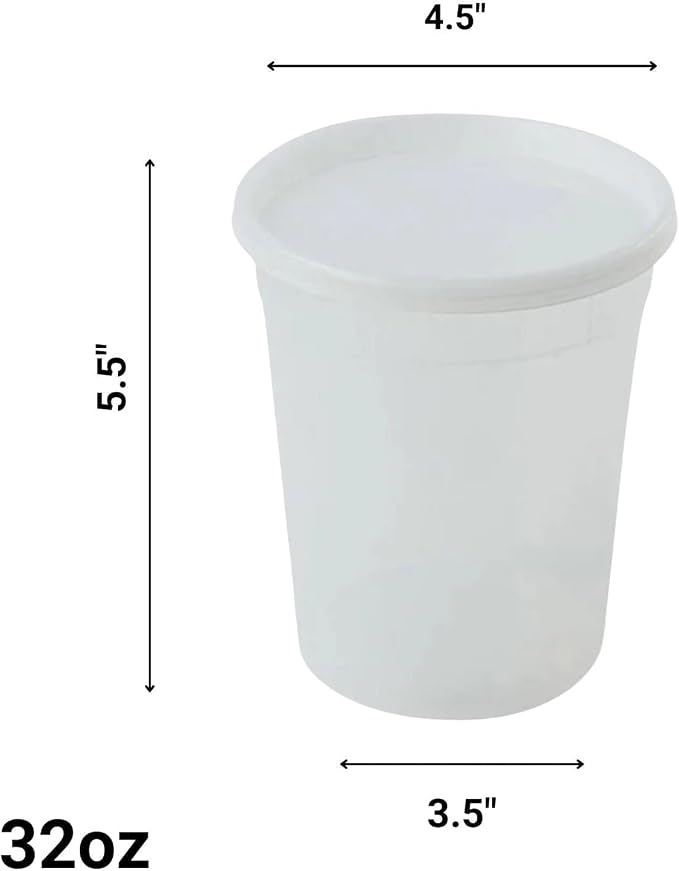 32 Oz Deli Containers with Lids | Heavy Duty BPA Free Food Storage Cups for Soup Meal Prep Slime Leftovers | Microwave Freezer Safe Reusable Round Containers | 120 Count - Image 2