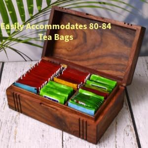 Wooden Tea Box - Tea Box for Tea Bags Organiser - Engraved Hardwood Tea Chest with 6 Compartments - Tea Storage Box Multi Functional - Wood Tea Box Organiser - 10 x6 inch (6 compartment box) - Image 3