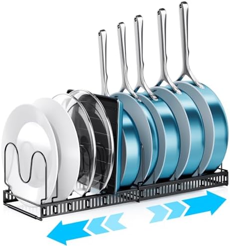 Pots and Pans Organizer Under Cabinet, Expandable Cutting Board Pot Lid Organizer for Cabinet - Image 6