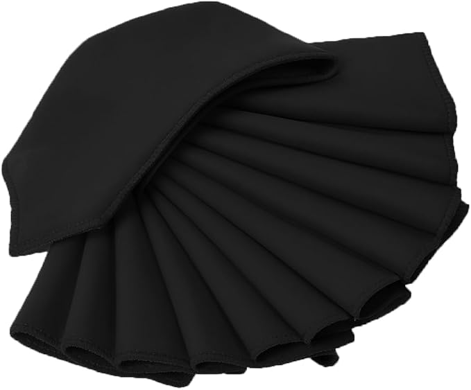 Pack of 25 PCS Cloth Napkins 17x17 inch Washable Polyester Dinner Napkins Soft Table Napkins for Wedding Party Dining Banquet Bistro Decoration - Black - Image 4