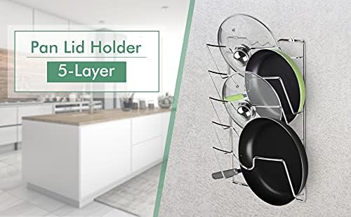 5-Tier Wall-Mount Pot Lid Rack for Kitchen – Pan Lid Organizer, Cabinet Door Storage Rack, Cookware Holder for Pots, Lids, Bakeware & Kitchen Utensils (USA) - Image 6