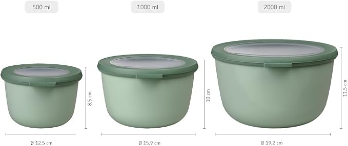 Mepal – Multi Bowl Cirqula 3-Piece Set – Food Storage Container with Lid - Suitable as Airtight Storage Box for Fridge & Freezer, Microwave Container & Servable Dish - 500, 1000, 2000ml - Vivid mauve - Image 7