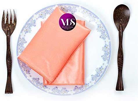 VDS - 200 Pieces | Satin Napkins 12 x 12 Inch Square | Kitchen & Dinner Table Napkins Cloths Handkerchief for Restaurant Bistro Wedding Christmas Birthday Party Dinner Decoration (Peach) - Image 4