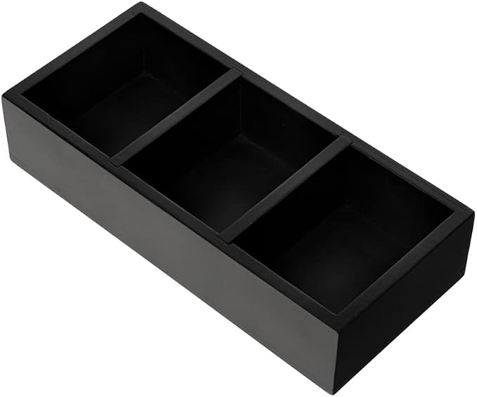 Restaurantware-9.5 x 4.25 x 2 Inch Coffee Condiment Organizer, 1 Rectangle Creamer Organizer - 3 Compartments, Black Bamboo Coffee Accessory Caddy, Won't Chip, For Tea And Sugar Packets - Image 13