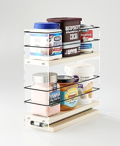 Sliding Spice Rack Organizer for Cabinets - Pull Out Shelves for Upper Kitchen Cabinets - Cabinet Organizer/Storage - 2 Tiers - 3.45" x 10.75" x 10.6" (Cream, Partially Assembled) by VerticalSpice