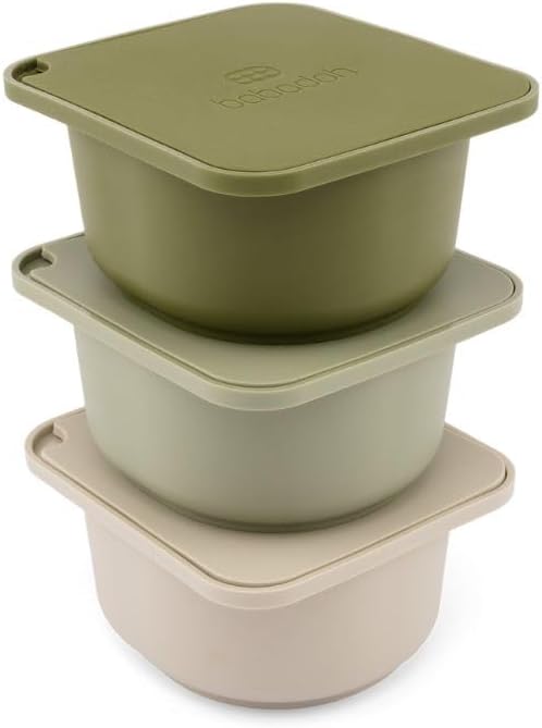 Babadoh Pizza Making Accessories | BIG Pizza Dough Proofing Containers with Lids | The Perfect Pizza | Set of 3 | Multi Green (1 Dough, 1 Olive, 1 Sage) | Big Size (make 12-16" Pizzas) by Babadoh