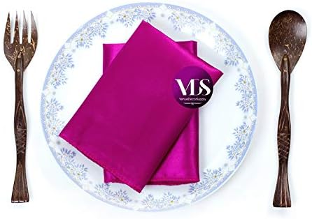 VDS - 125 Pieces | Satin Napkins 12 x 12 Inch Square | Kitchen & Dinner Table Napkins Cloths Handkerchief for Restaurant Bistro Wedding Christmas Birthday Party Dinner Decoration (Magenta Violet) - Image 4