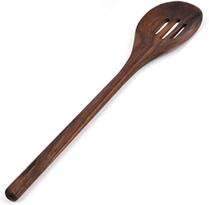 Black Walnut Kitchen Utensils Set,Handmade Natural Walnut Solid Spoon, Slotted Spoon, Spaghetti Server, Spatula, Slotted Spatula,Slotted spoon - Image 2