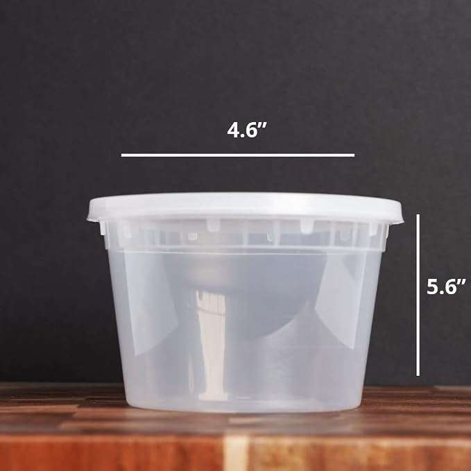 TIYA Food Containers - 16oz Bulk 240 Pack with Lids - Plastic Food Storage to-Go Containers - Reusable Microwavable Dishwasher Safe Cups - Airtight Leak Proof for Soups & Meal Prep - Image 5