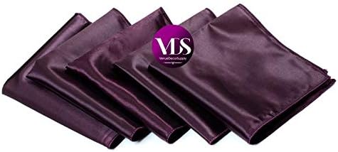 VDS - 50 Pieces | Satin Napkins 20 x 20 Inch Square | Kitchen & Dinner Table Napkins Cloths Handkerchief for Restaurant Bistro Wedding Christmas Birthday Party Dinner Decoration (Plum) - Image 2