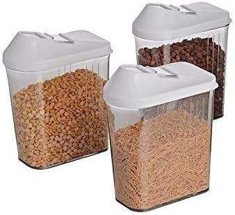 spincart-jony 3-Piece Plastic Easy-Flow Air Tight Transparent Cereal Containers with Sliding Lid (750ml, Clear) by Unknown