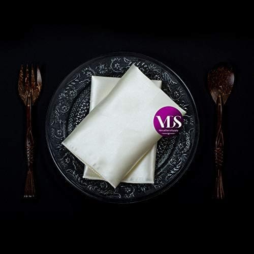 VDS - 100 Pieces | Satin Napkins 12 x 12 Inch Square | Kitchen & Dinner Table Napkins Cloths Handkerchief for Restaurant Bistro Wedding Christmas Birthday Party Dinner Decoration (Ivory) - Image 5