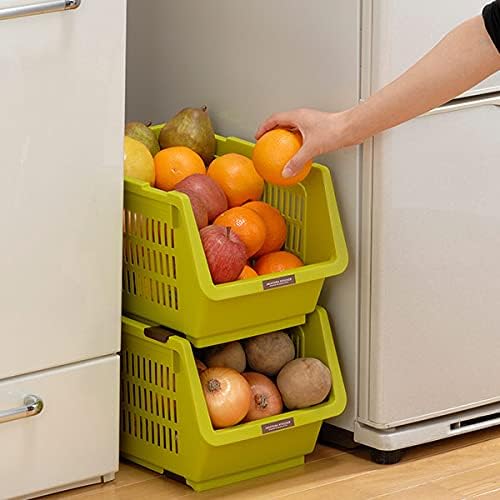 JapanBargain 4671x6, Set of 6 Japanese Stackable Storage Bin Kitchen Pantry Organizers Food Basket for Fruit Potato Condiments and Spices, Made in Japan - Image 8