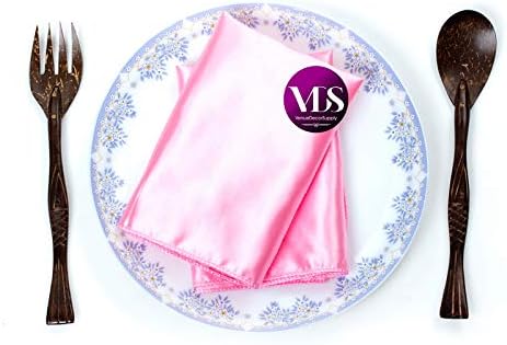 VDS - 150 Pieces | Satin Napkins 12 x 12 Inch Square | Kitchen & Dinner Table Napkins Cloths Handkerchief for Restaurant Bistro Wedding Christmas Birthday Party Dinner Decoration (Pink) - Image 4