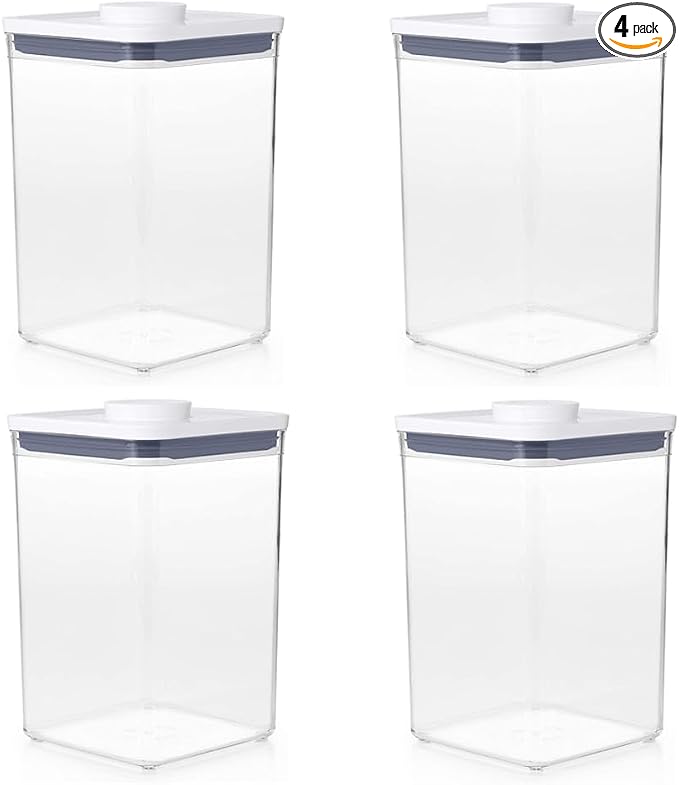 OXO Good Grips POP Container 4.4-Quart Square Airtight Food Storage for for Flour and More (Set of 4) by Unknown