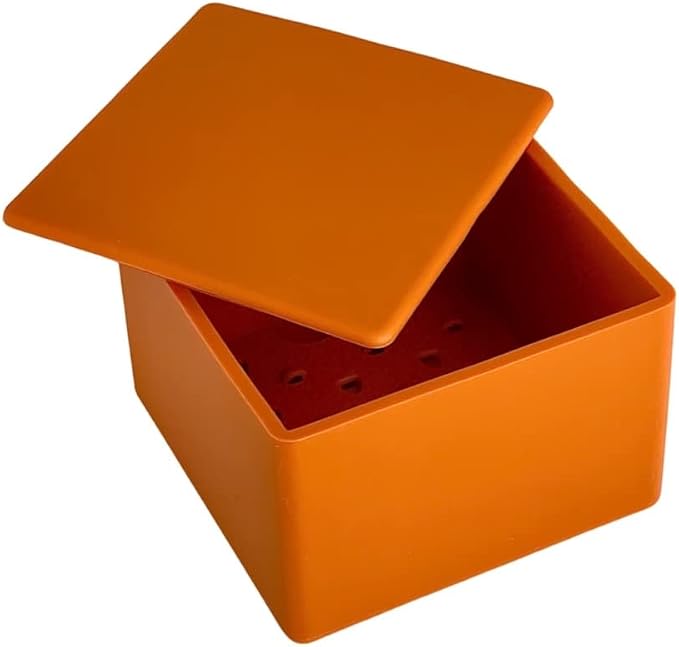 Cheese Vault for Soft Cheese - Reusable Artisan Cheese Storage Container for Fridge - Food Grade Silicone Cheese Container 5x5x3.5” - Easy to Clean Cheese Keeper for Refrigerator – Orange by CapaBunga