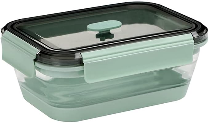 Collapsible Food Storage Containers with Lid & Air Vent, Clear Stacking Silicone Collapsible Food Container Set, Microwave Freezer Dishwasher Safe Space-Saver, Set of 4, Mint Green - Image 6