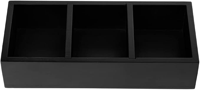 Restaurantware-9.5 x 4.25 x 2 Inch Coffee Condiment Organizer, 1 Rectangle Creamer Organizer - 3 Compartments, Black Bamboo Coffee Accessory Caddy, Won't Chip, For Tea And Sugar Packets - Image 12