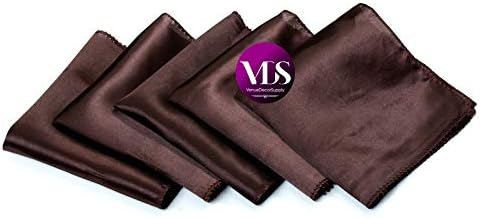 VDS - 200 Pieces | Satin Napkins 12 x 12 Inch Square | Kitchen & Dinner Table Napkins Cloths Handkerchief for Restaurant Bistro Wedding Christmas Birthday Party Dinner Decoration (Chocolate) - Image 2