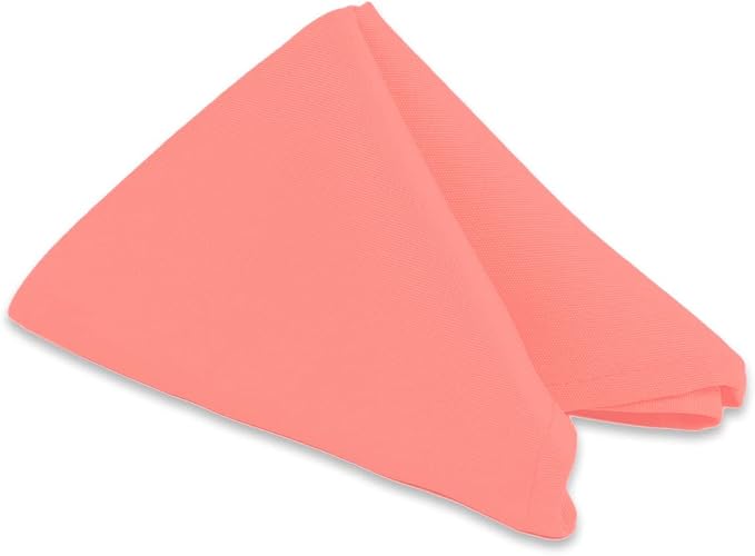 20 pcs Coral 17"x17" Polyester Cloth Napkins | Premium, soft, & durable square linen napkins, perfect for weddings, dining, restaurants, & parties. Washable. by LeadingLinens