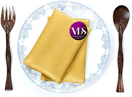 VDS - 200 Pieces | Satin Napkins 12 x 12 Inch Square | Kitchen & Dinner Table Napkins Cloths Handkerchief for Restaurant Bistro Wedding Christmas Birthday Party Dinner Decoration (Gold) - Image 4
