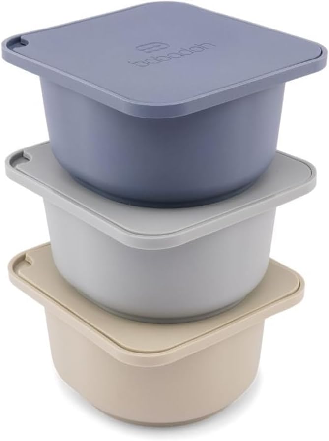 Babadoh Pizza Dough Proofing Silicone Containers with Lids | Pizza Making Accessories | Set of 3 | Multi Blue (1 Dough, 1 Smoke, 1 Steel) | Original Size (make 12" Pizzas) by Babadoh